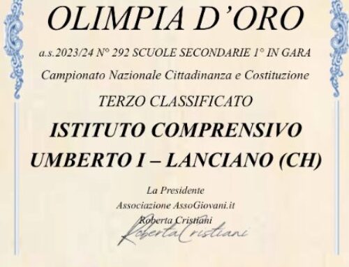 L’Istituto Comprensivo “Umberto I” di Lanciano conquista il terzo posto alle Olimpiadi di Cittadinanza